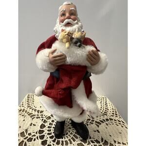 Possible Dreams Clothtique Santa Claus & Kittens in Santa Hat‎ Christmas Figure